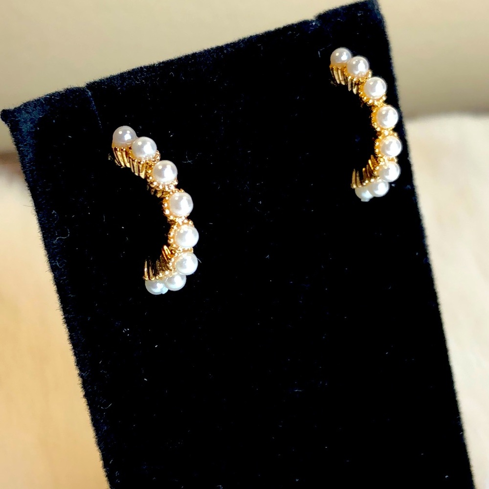 Faux Pearl and Gold Earrings